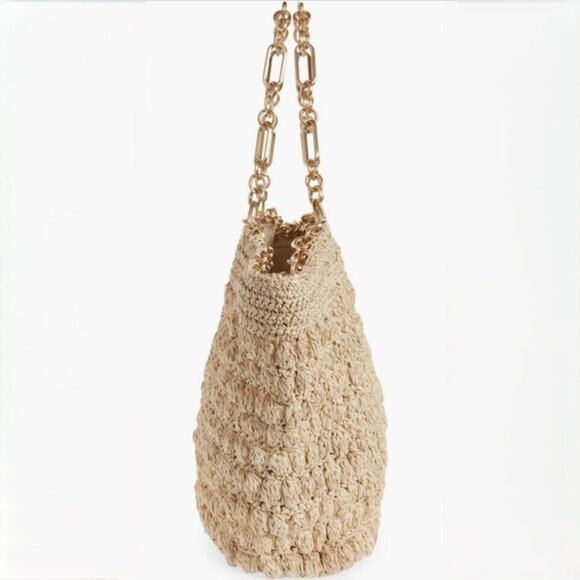 Cult Gaia Naima Tote Bag in Tan - textured bobble design with Chain Handle-NWOT - Picture 10 of 17